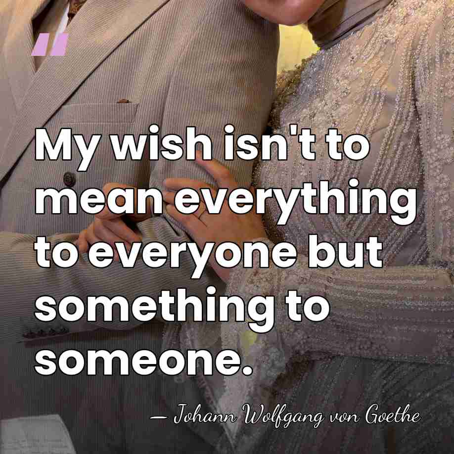 My wish isn't to mean everything to everyone but something to someone. - Johann Wolfgang Von Goethe