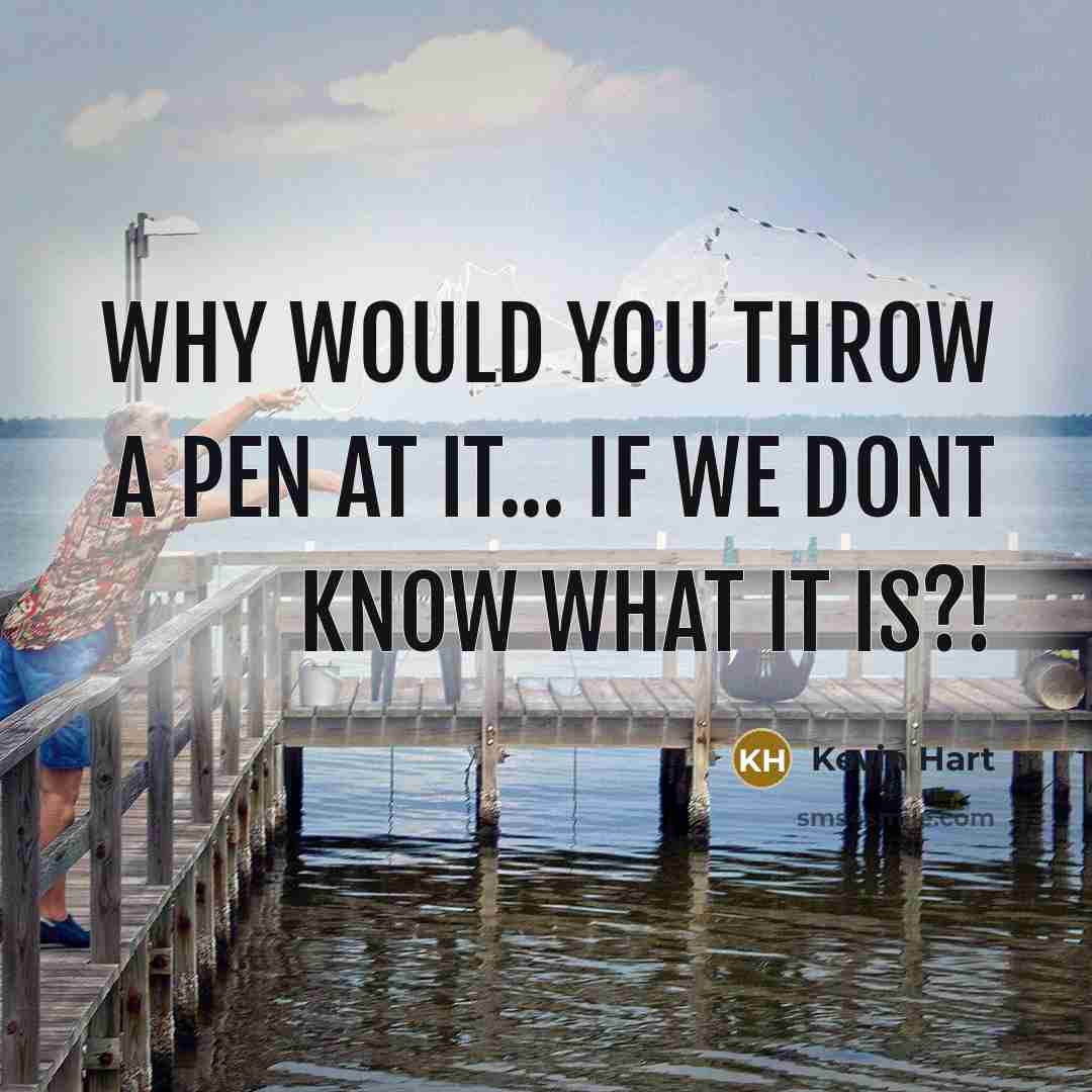 “Why would you throw a pen at it... if we dont know what it is?!” quote by Kevin Hart