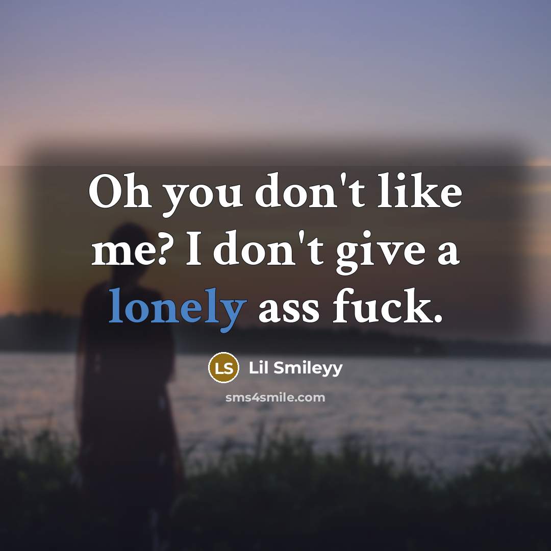 “Oh you don't like me? I don't give a lonely ass fuck.” quote by Lil Smileyy