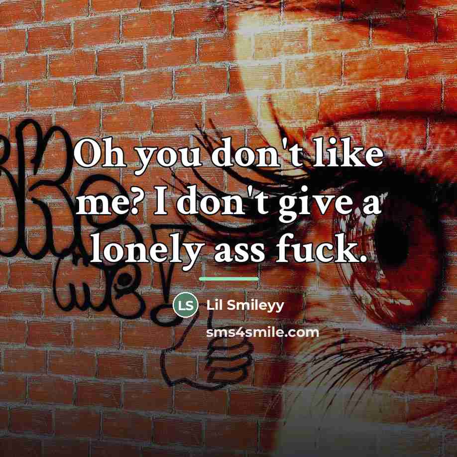 “Oh you don't like me? I don't give a lonely…” quote by Lil Smileyy