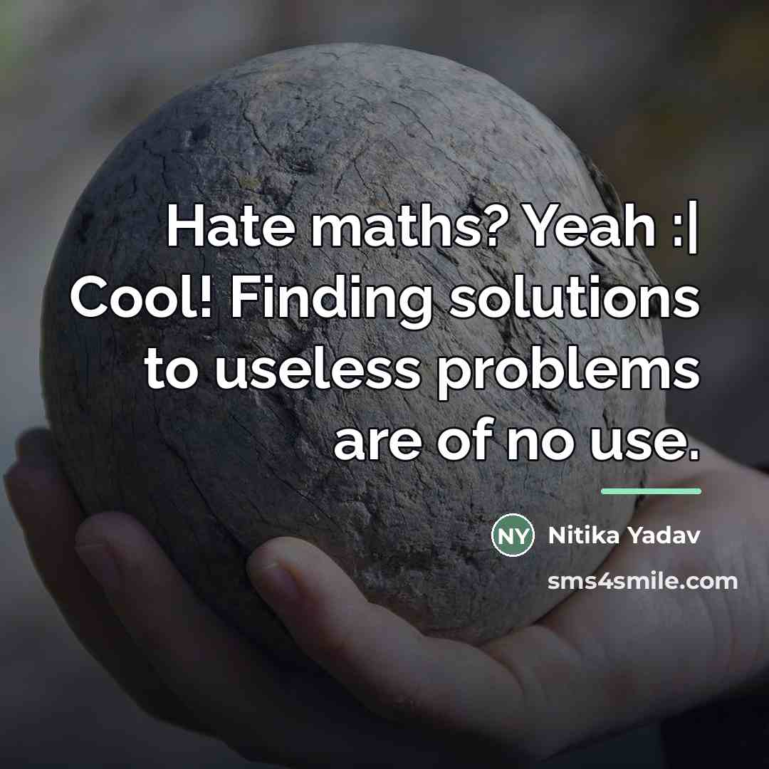 “Hate maths? Yeah :| Cool! Finding solutions to useless problems…” quote by Nitika Yadav