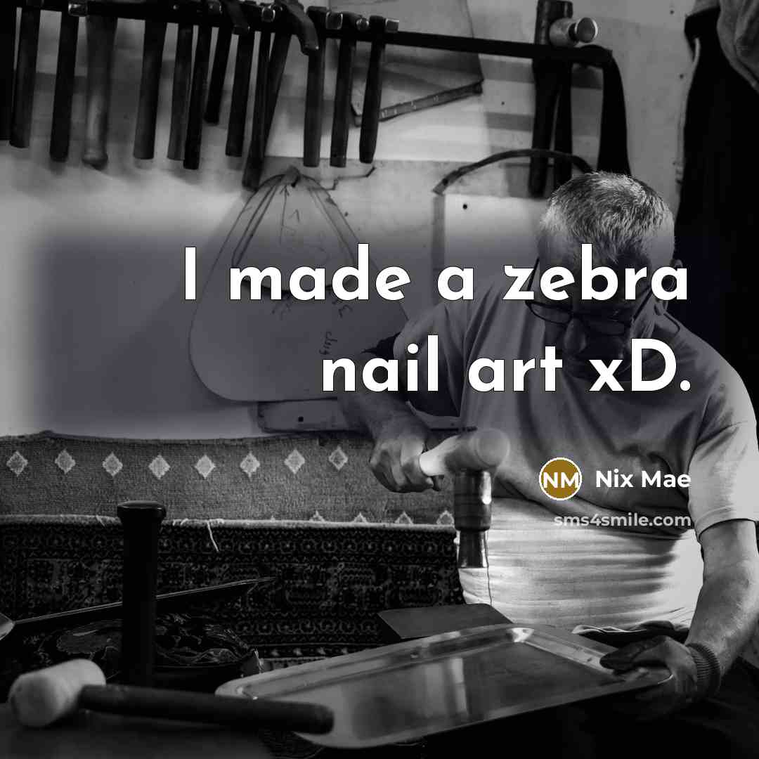 “I made a zebra nail art xD.…” quote by Nix Mae