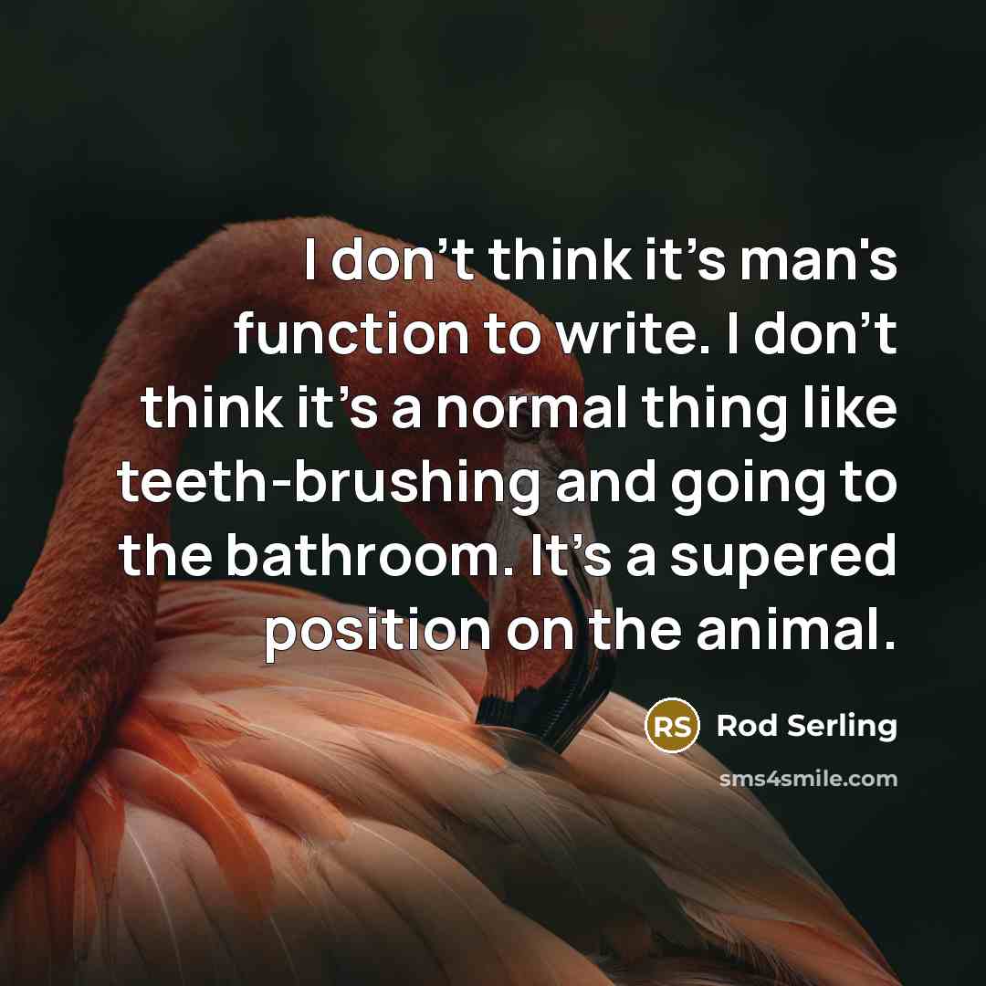 “I don't think it's man's function to write. I don't…” quote by Rod Serling