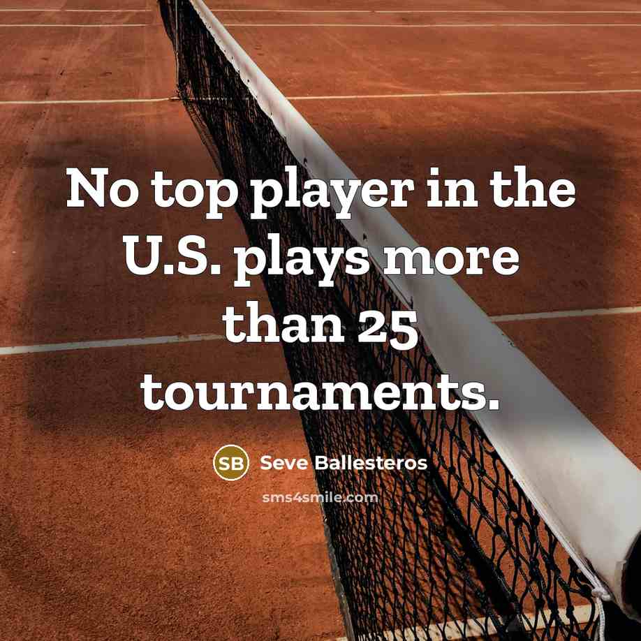 “No top player in the U.S. plays more than 25…” quote by Seve Ballesteros