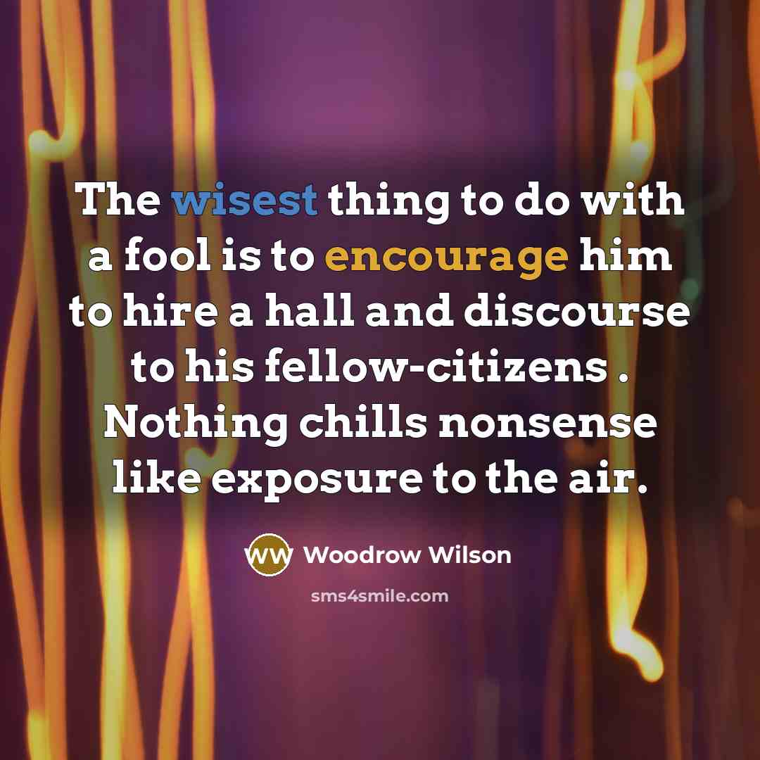 “The wisest thing to do with a fool is to…” quote by Woodrow Wilson