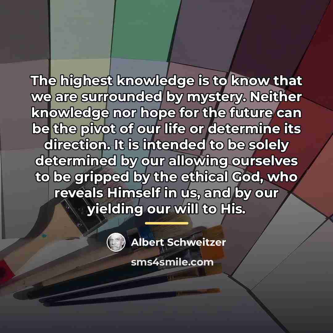“The highest knowledge is to know that we are surrounded…” quote by Albert Schweitzer
