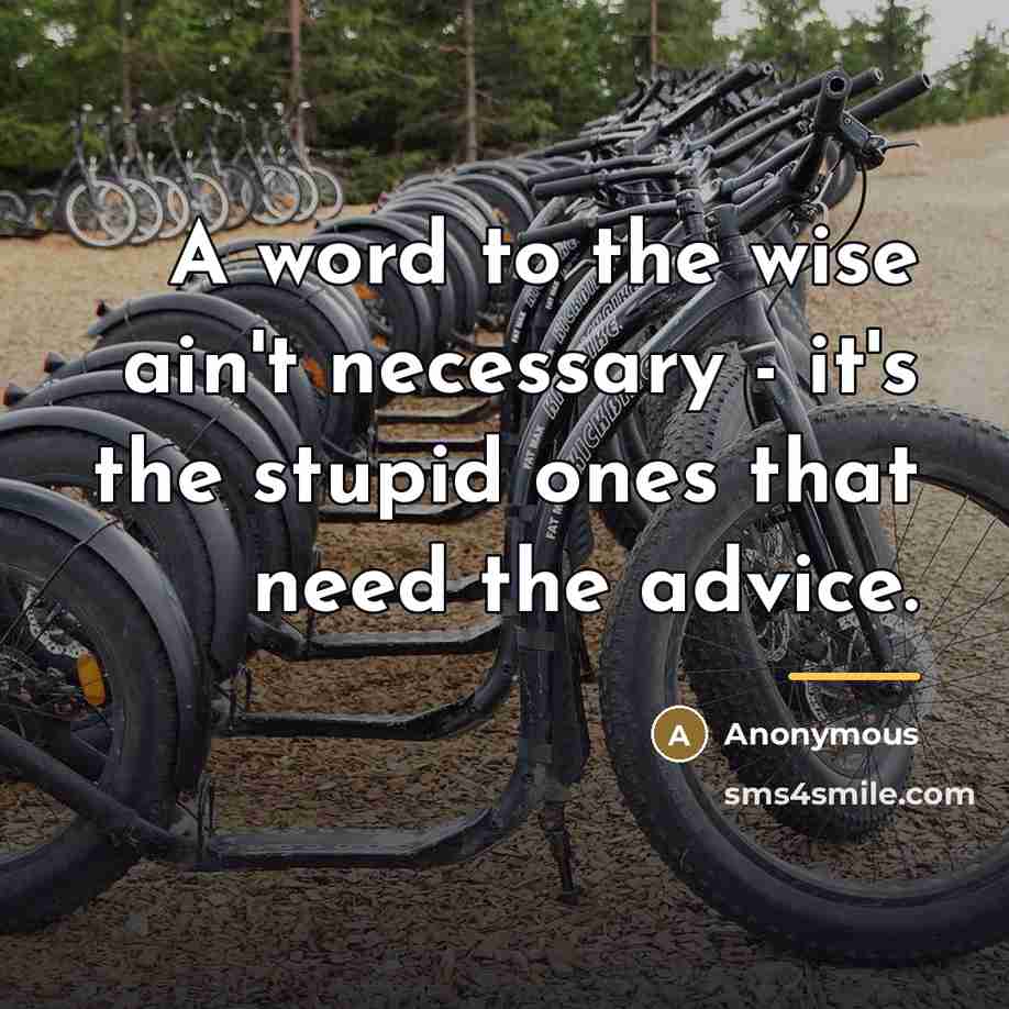 “A word to the wise ain't necessary - it's the…” quote by Anonymous