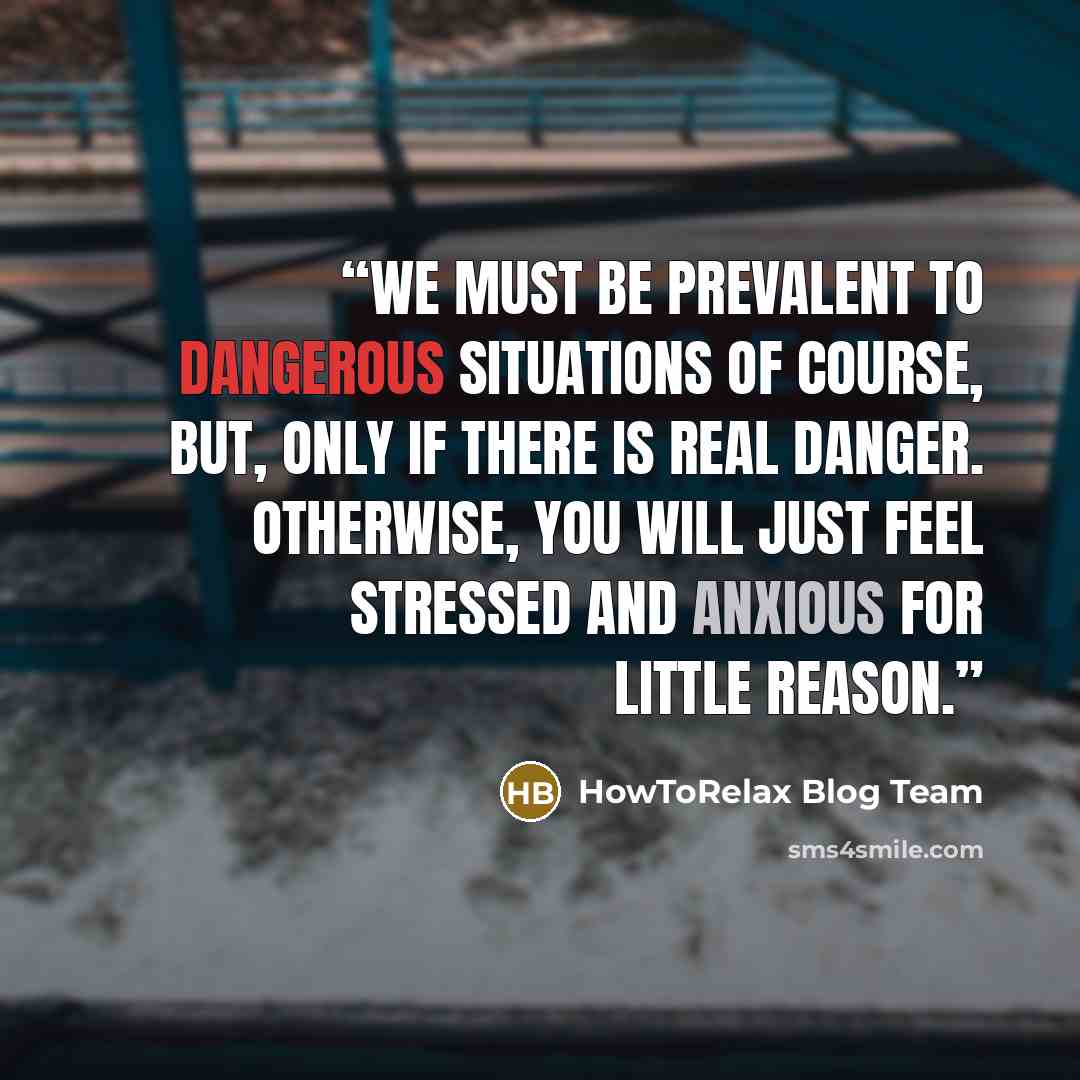 “We must be prevalent to dangerous situations of course, but, only if there is real danger. Otherwise, you will just feel stressed and anxious for little reason.” quote by HowToRelax Blog Team