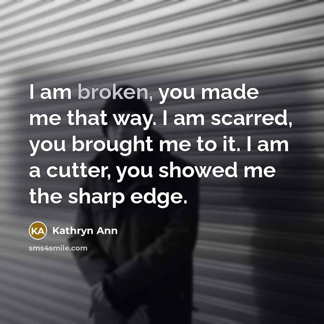 “I am broken, you made me that way. I am…” quote by Kathryn Ann