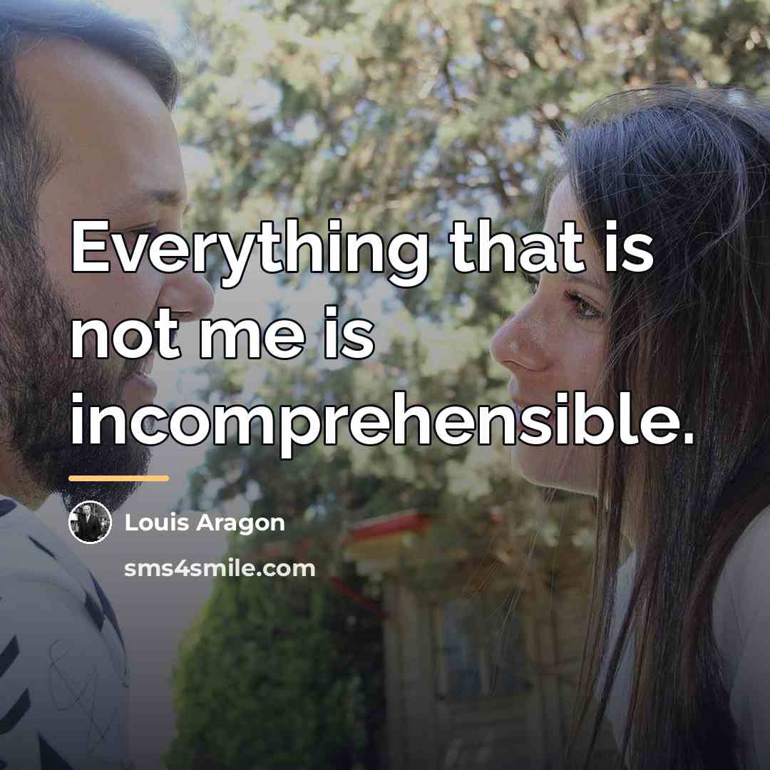 “Everything that is not me is incomprehensible.…” quote by Louis Aragon