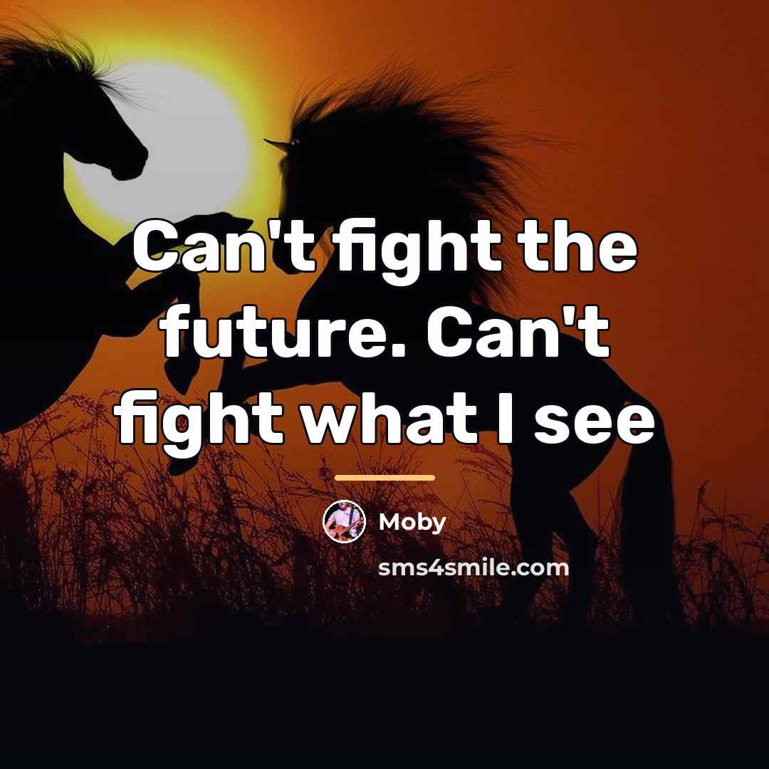 “Can't fight the future. Can't fight what I see…” quote by Moby