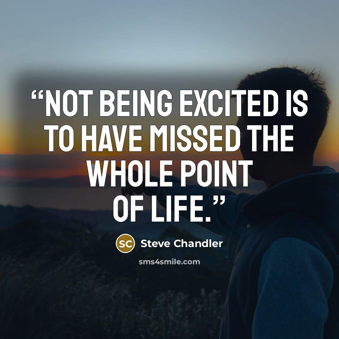 “Not being excited is to have missed the whole point of life.” quote by Steve Chandler