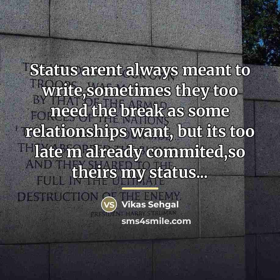 “Status arent always meant to write,sometimes they too need the…” quote by Vikas Sehgal