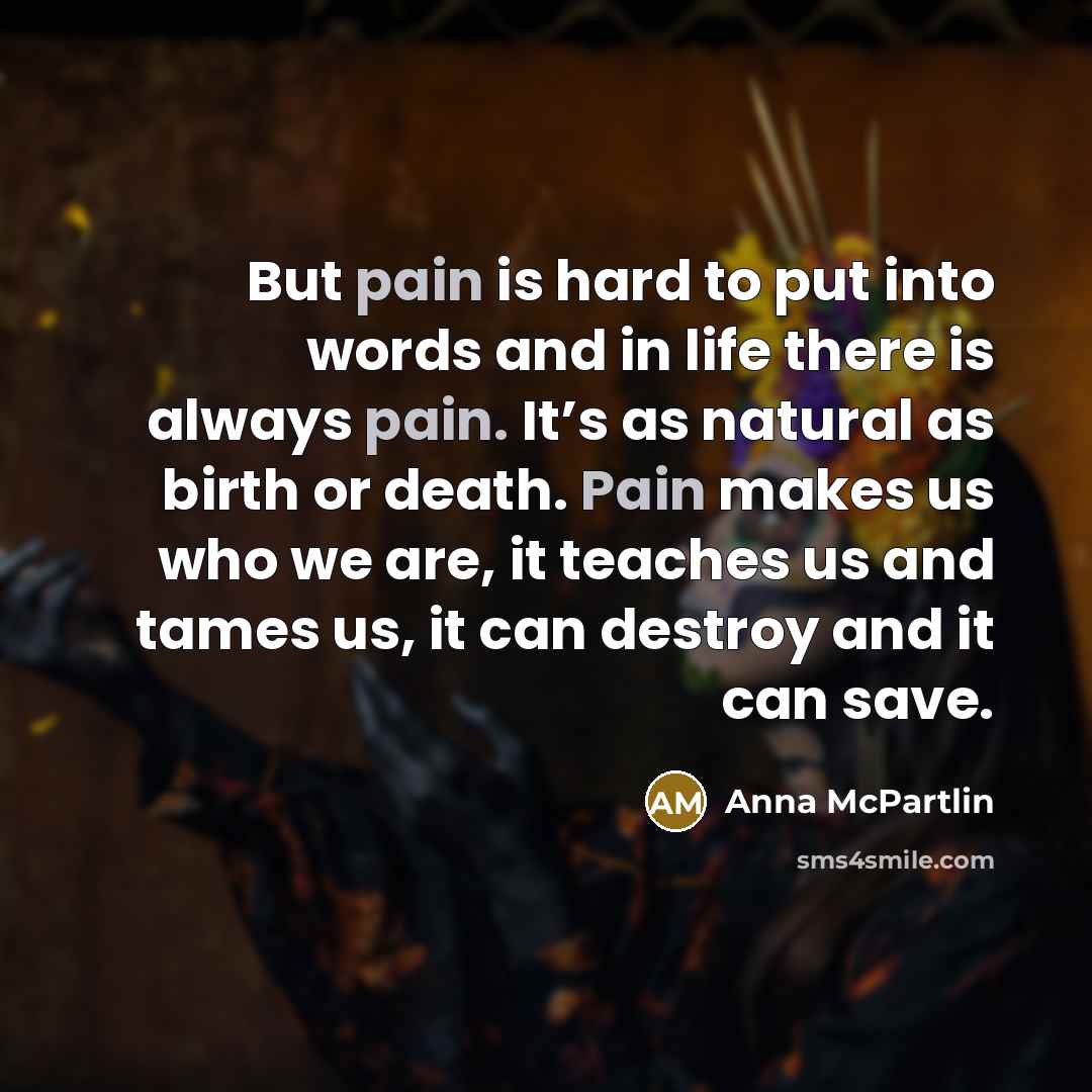 “But pain is hard to put into words and in…” quote by Anna McPartlin