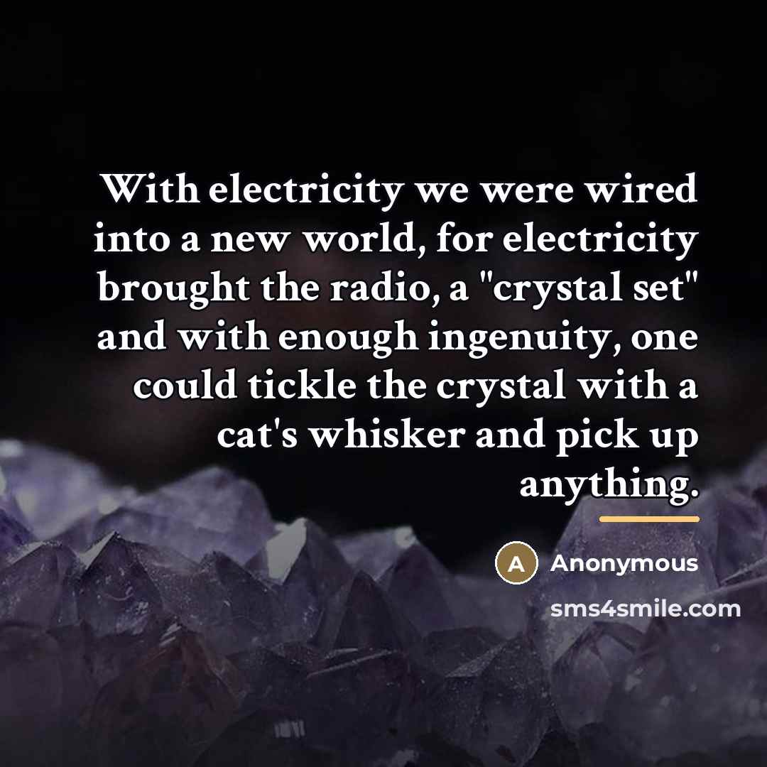 “With electricity we were wired into a new world, for…” quote by Anonymous
