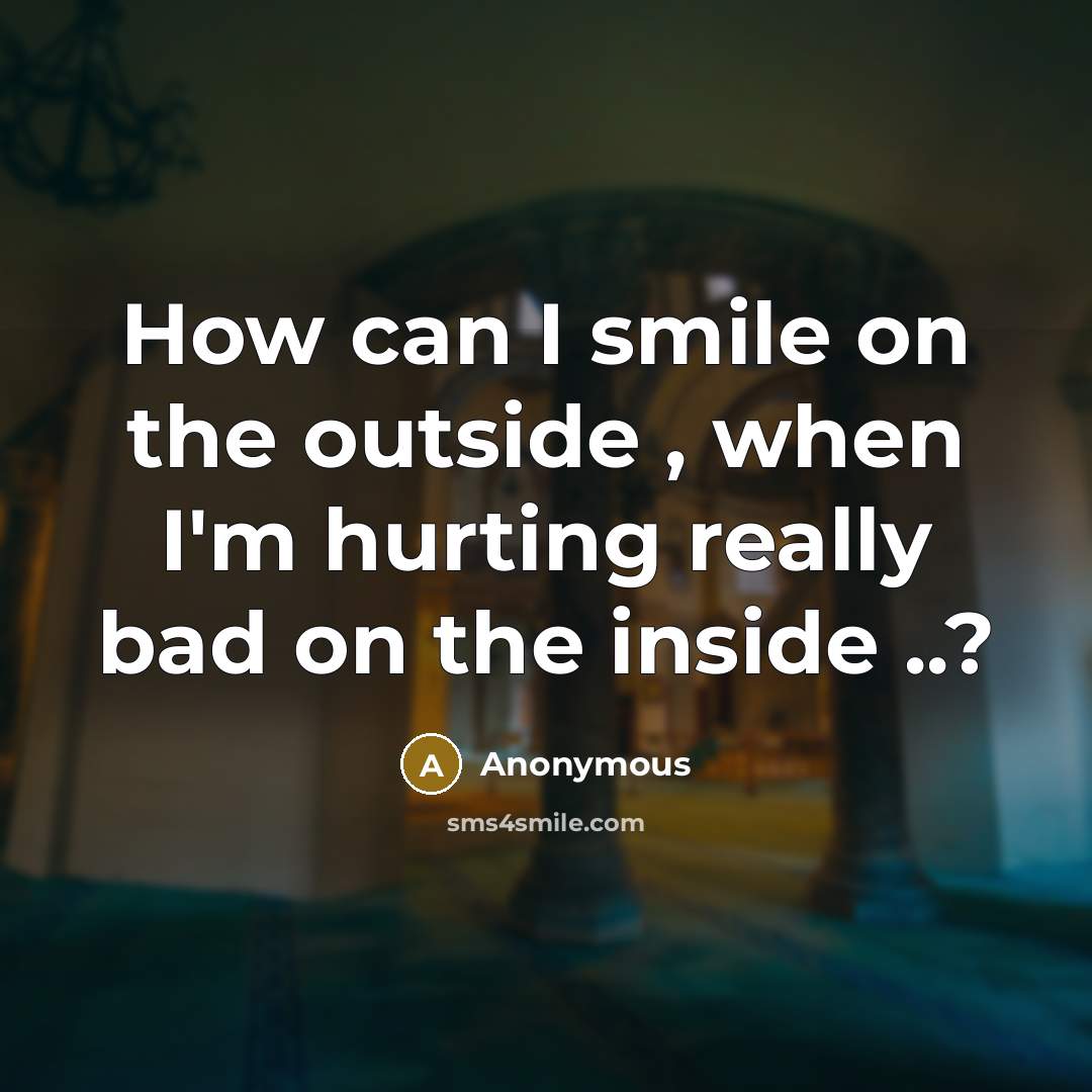 “How can I smile on the outside , when I'm hurting really bad on the inside ..?” quote by Anonymous