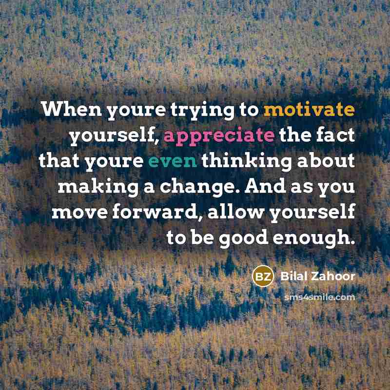 “When youre trying to motivate yourself, appreciate the fact that…” quote by Bilal Zahoor