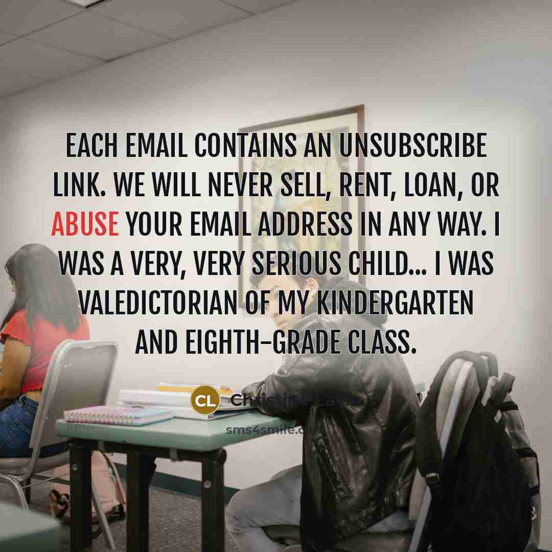 “Each email contains an unsubscribe link. We will NEVER sell,…” quote by Christine Lavin