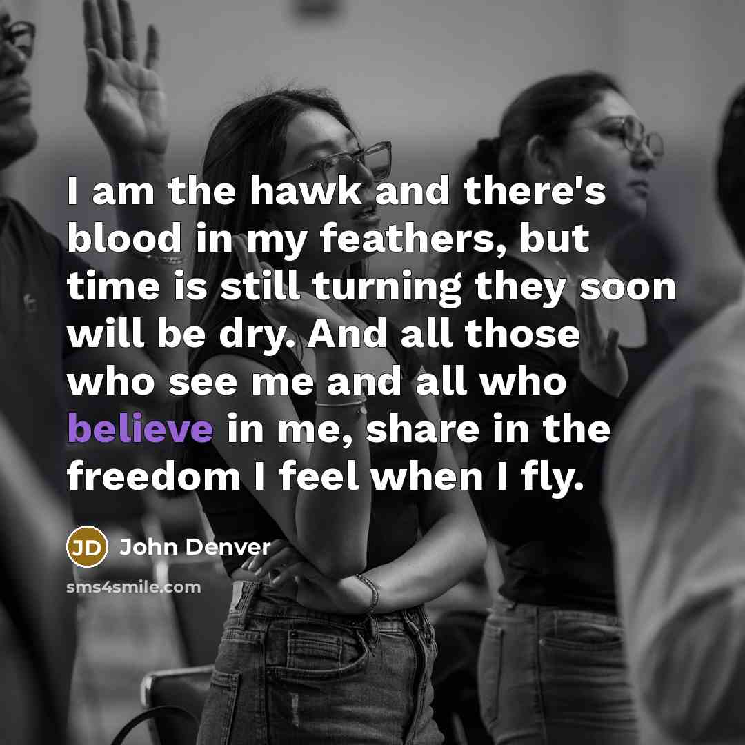 “I am the hawk and there's blood in my feathers,…” quote by John Denver