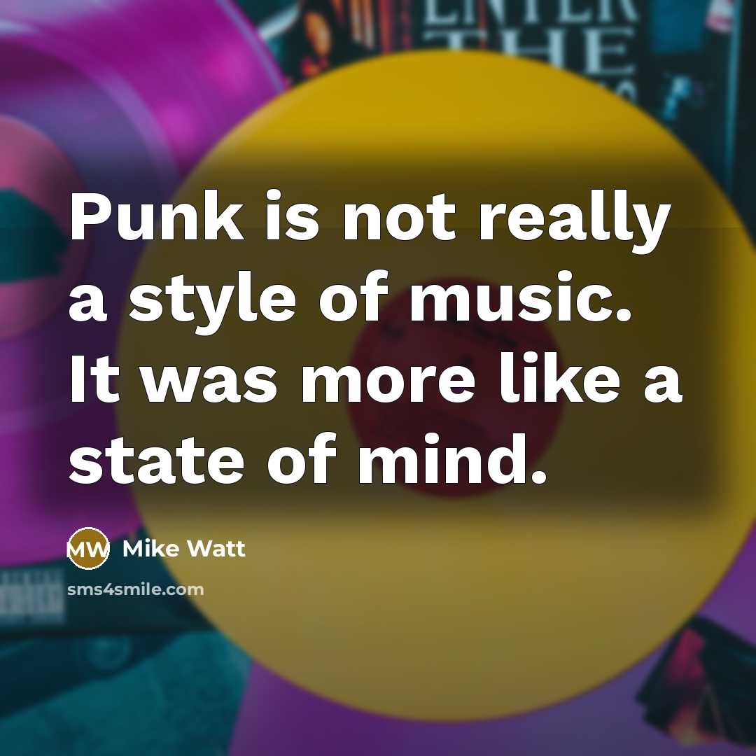 “Punk is not really a style of music. It was…” quote by Mike Watt