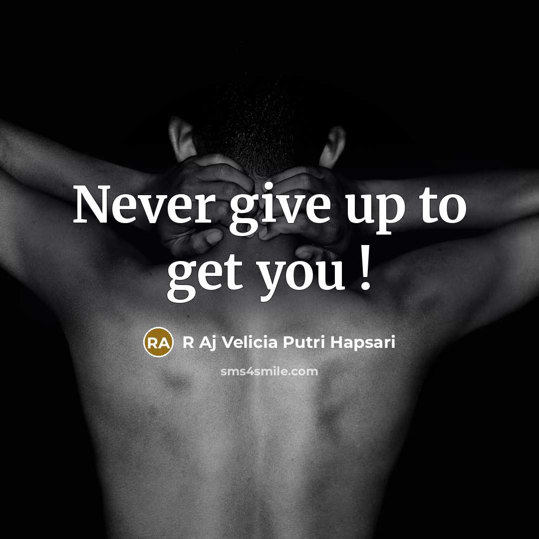 “Never give up to get you !…” quote by R Aj Velicia Putri Hapsari