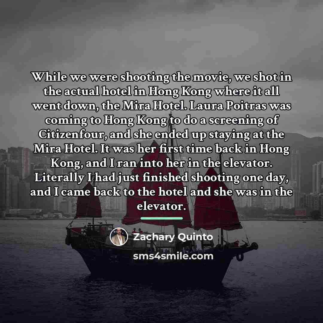 “While we were shooting the movie, we shot in the…” quote by Zachary Quinto