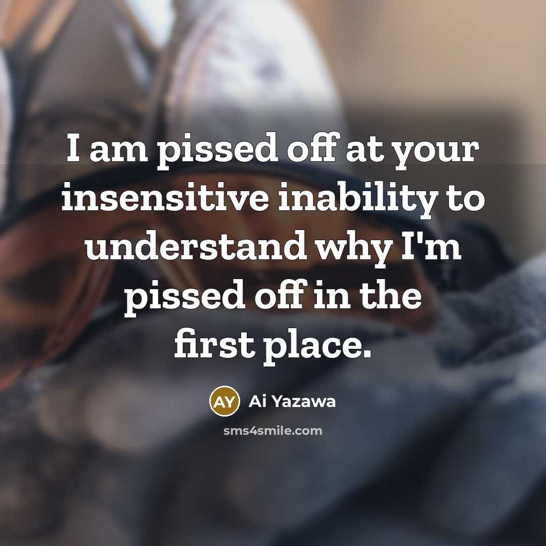 “I am pissed off at your insensitive inability to understand…” quote by Ai Yazawa