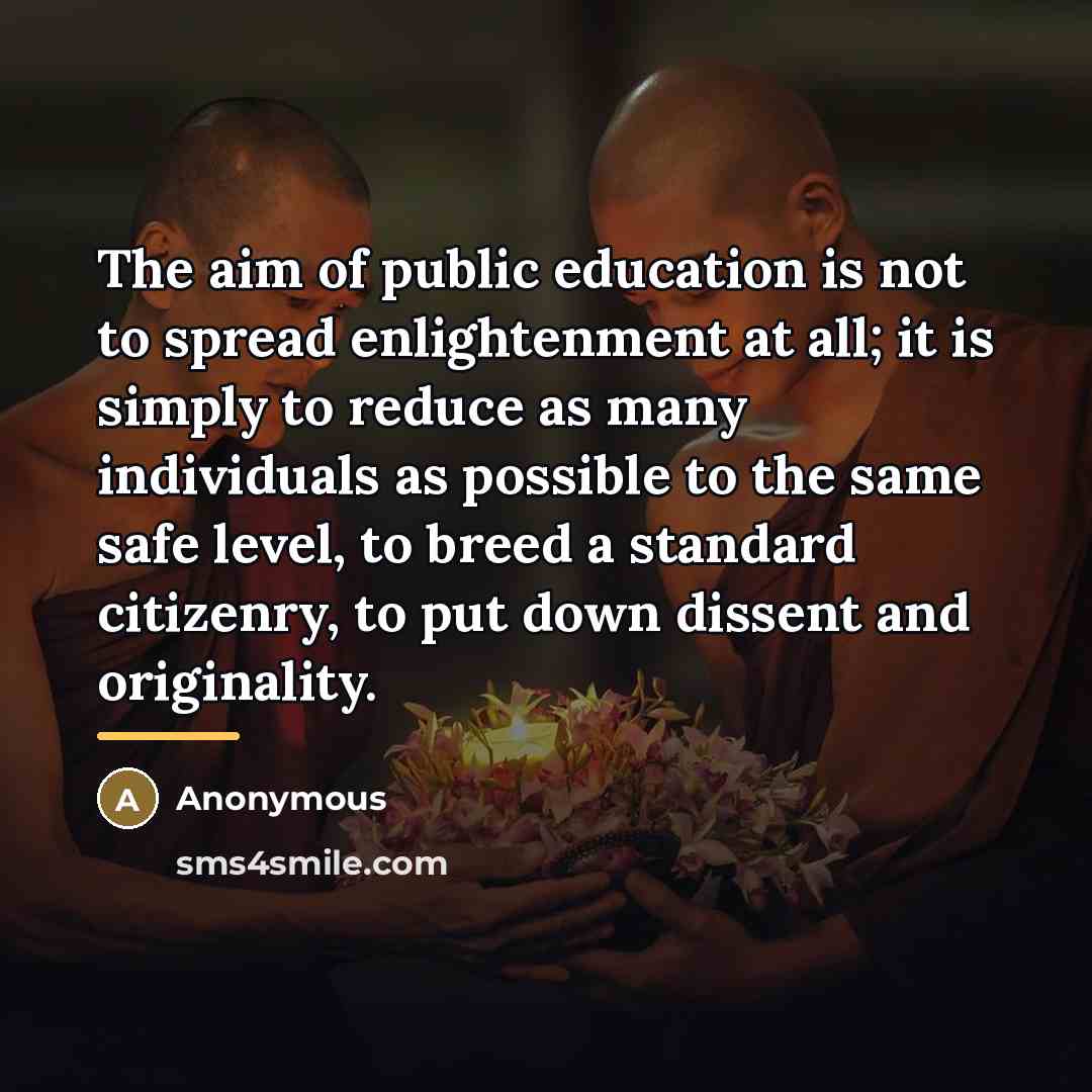 “The aim of public education is not to spread enlightenment…” quote by Anonymous