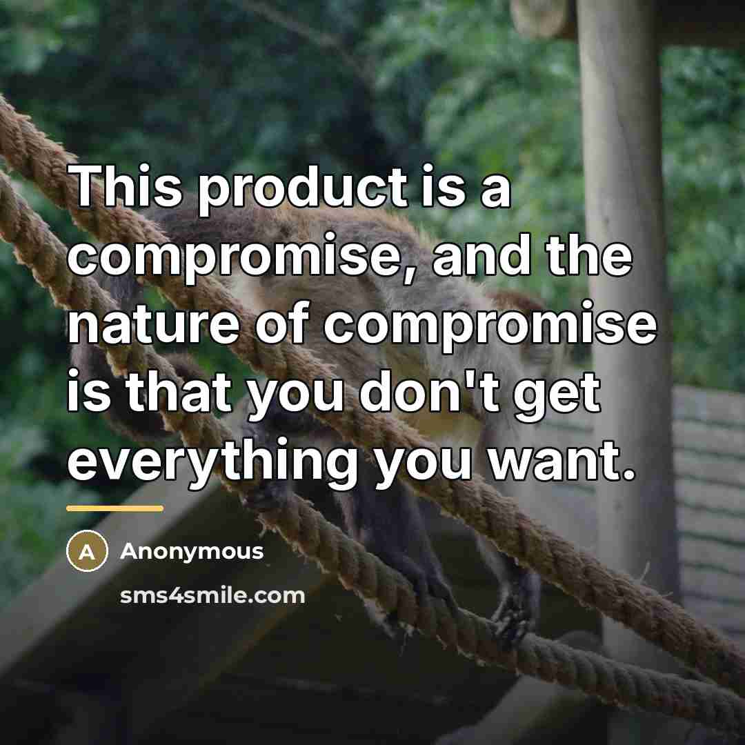 “This product is a compromise, and the nature of compromise…” quote by Anonymous