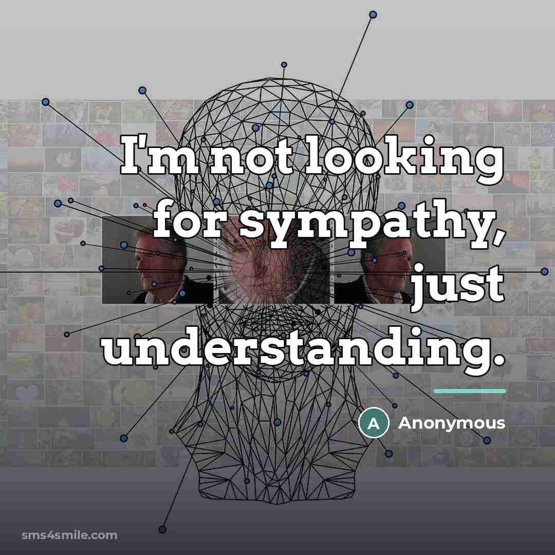 “I'm not looking for sympathy, just understanding.…” quote by Anonymous