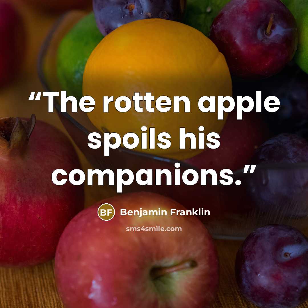 “The rotten apple spoils his companions.” quote by Benjamin Franklin