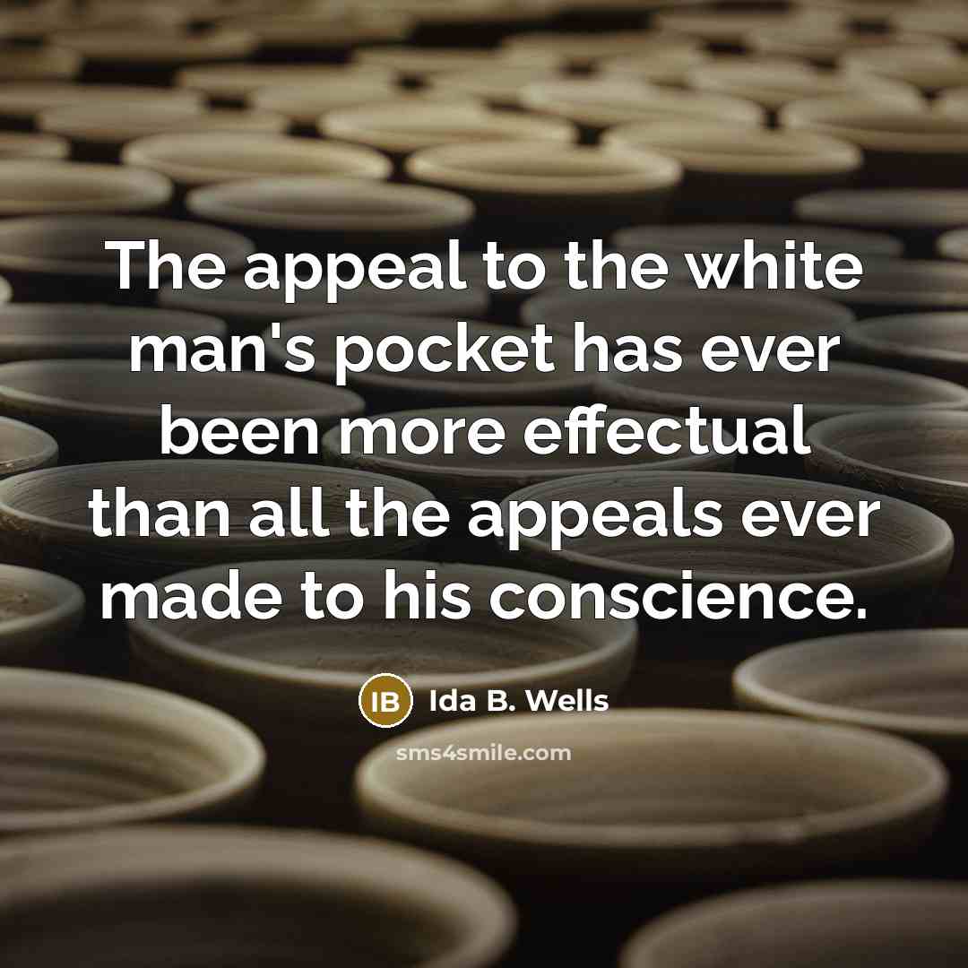 “The appeal to the white man's pocket has ever been more effectual than all the appeals ever made to his conscience.” quote by Ida B. Wells