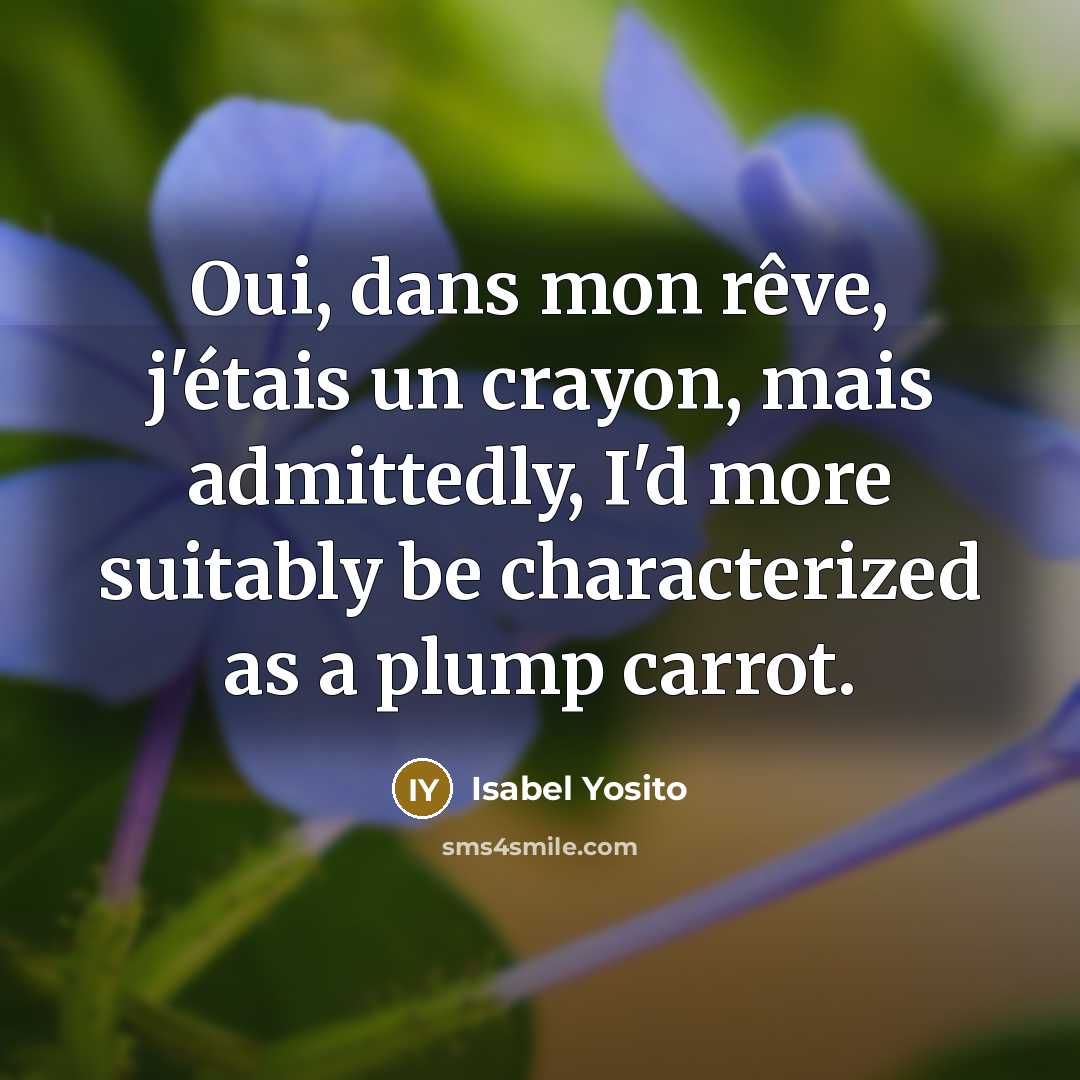 “Oui, dans mon rêve, j'étais un crayon, mais admittedly, I'd…” quote by Isabel Yosito