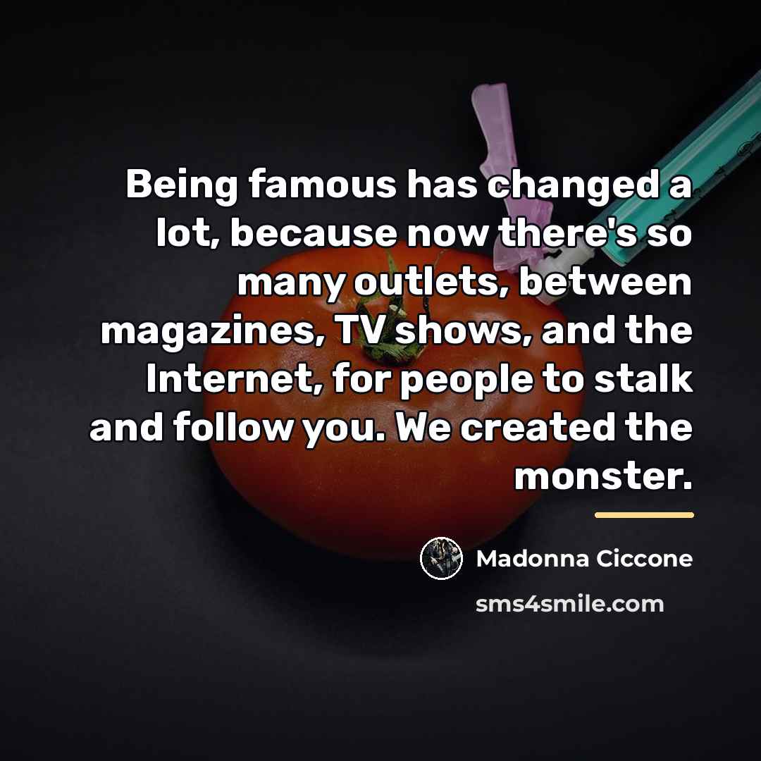 “Being famous has changed a lot, because now there's so…” quote by Madonna Ciccone