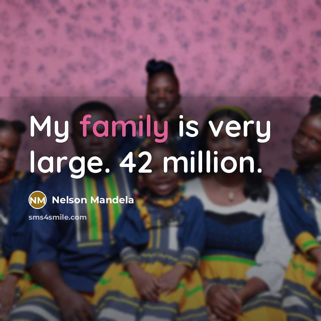 “My family is very large. 42 million.…” quote by Nelson Mandela