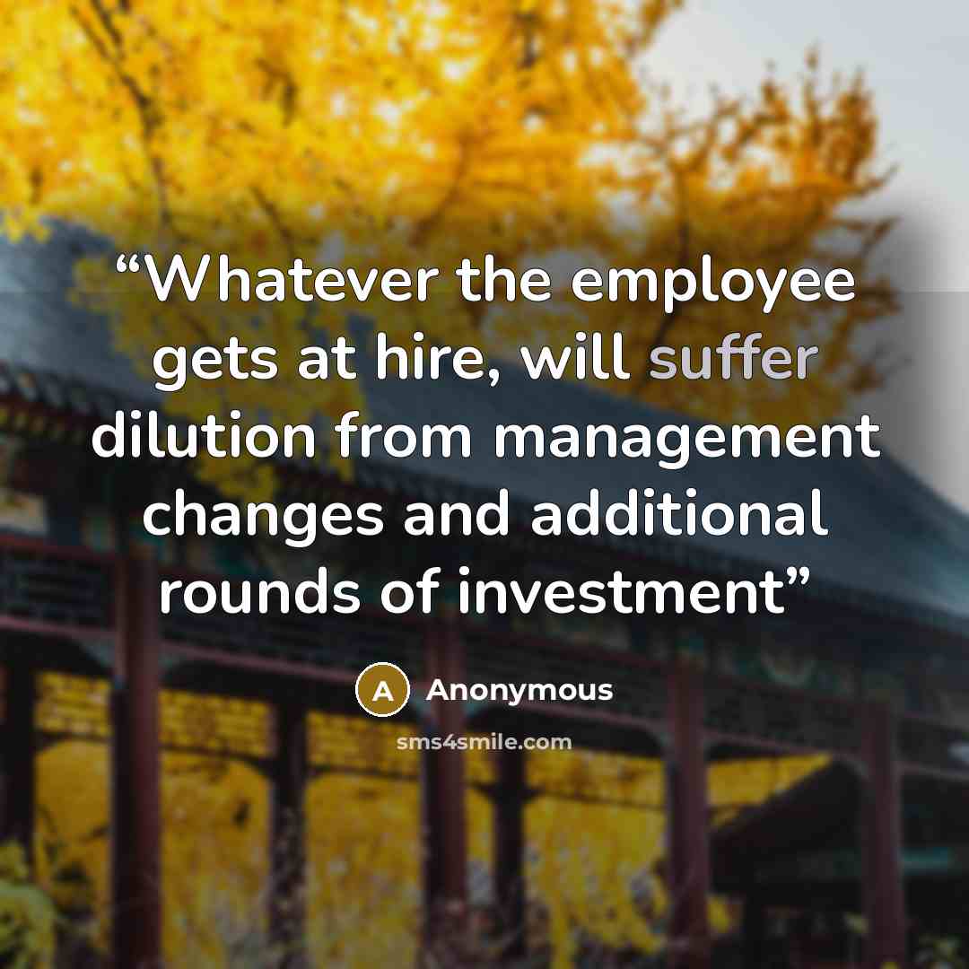 “Whatever the employee gets at hire, will suffer dilution from management changes and additional rounds of investment” quote by Anonymous
