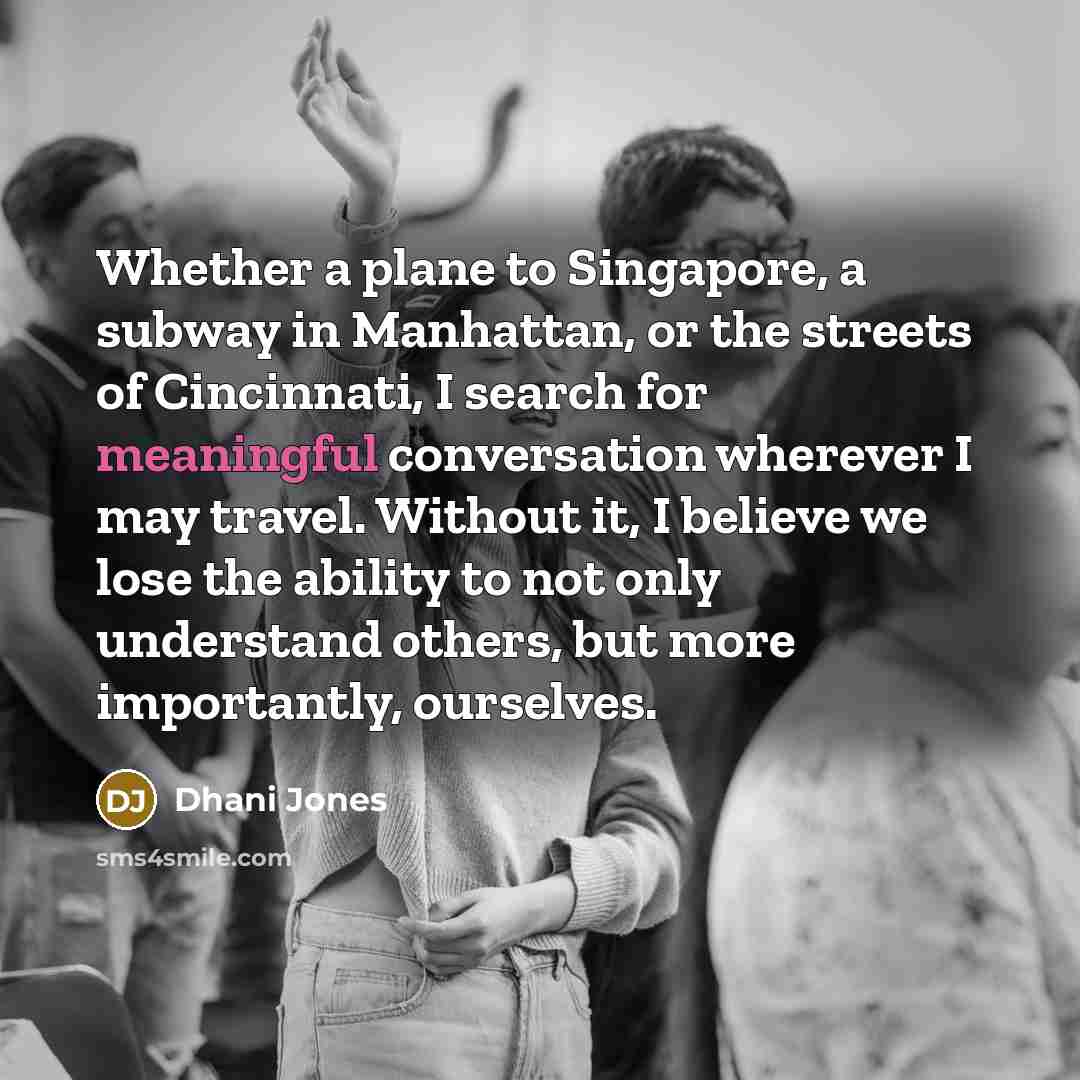 “Whether a plane to Singapore, a subway in Manhattan, or…” quote by Dhani Jones