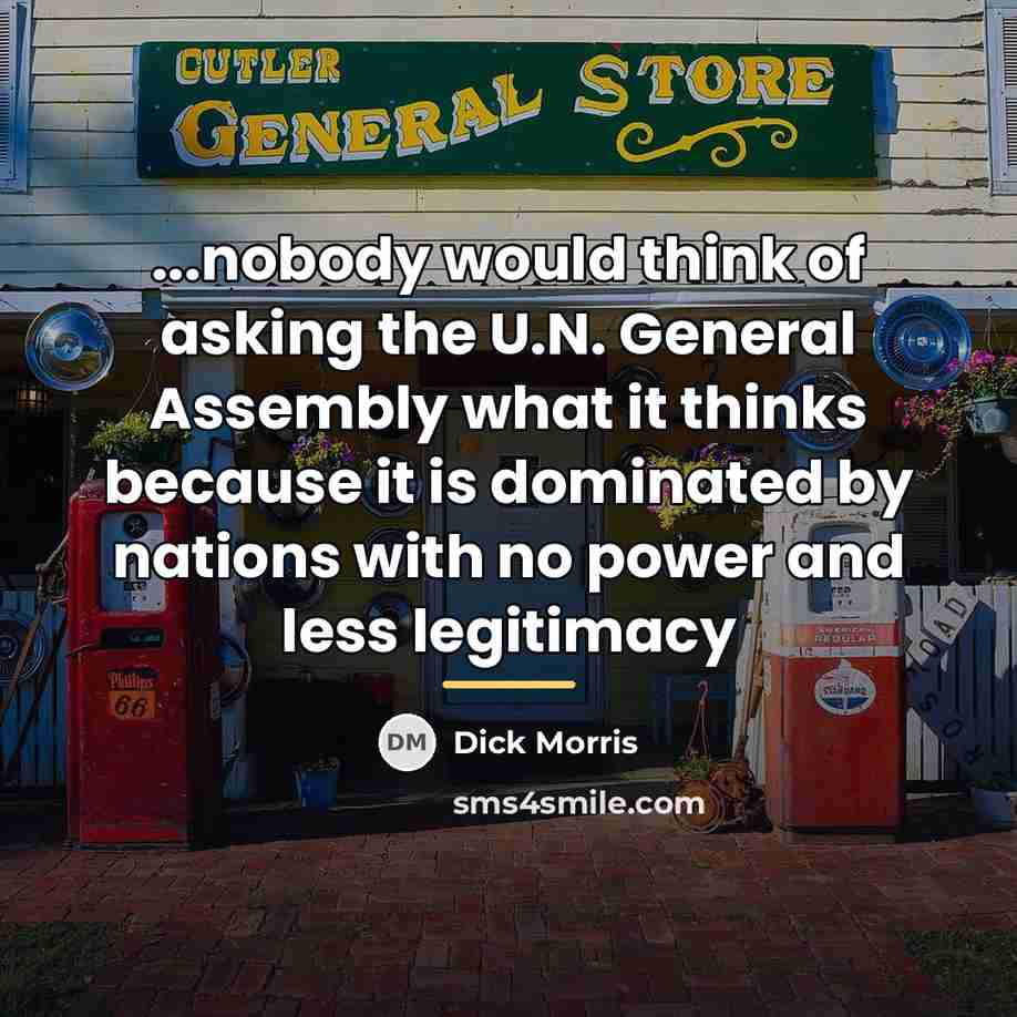 “...nobody would think of asking the U.N. General Assembly what…” quote by Dick Morris