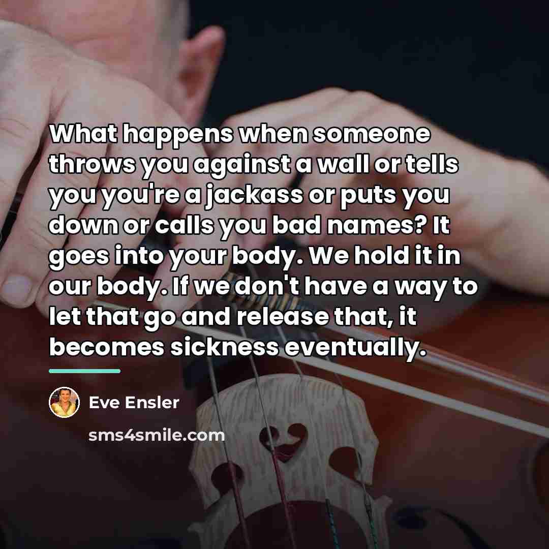 “What happens when someone throws you against a wall or…” quote by Eve Ensler