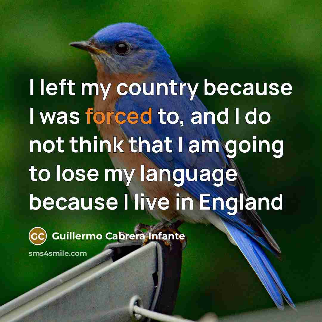 “I left my country because I was forced to, and…” quote by Guillermo Cabrera Infante
