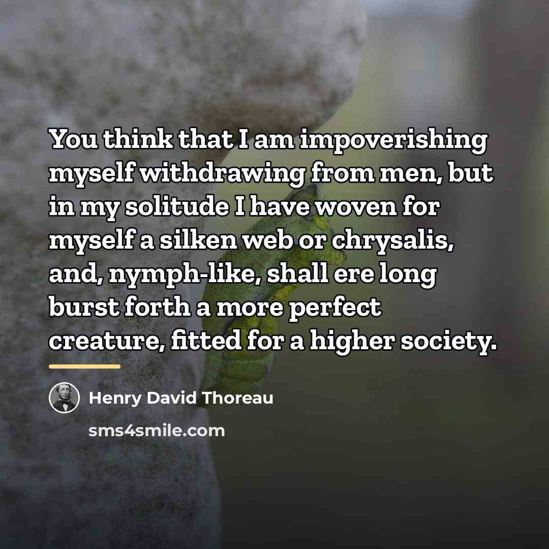 “You think that I am impoverishing myself withdrawing from men,…” quote by Henry David Thoreau