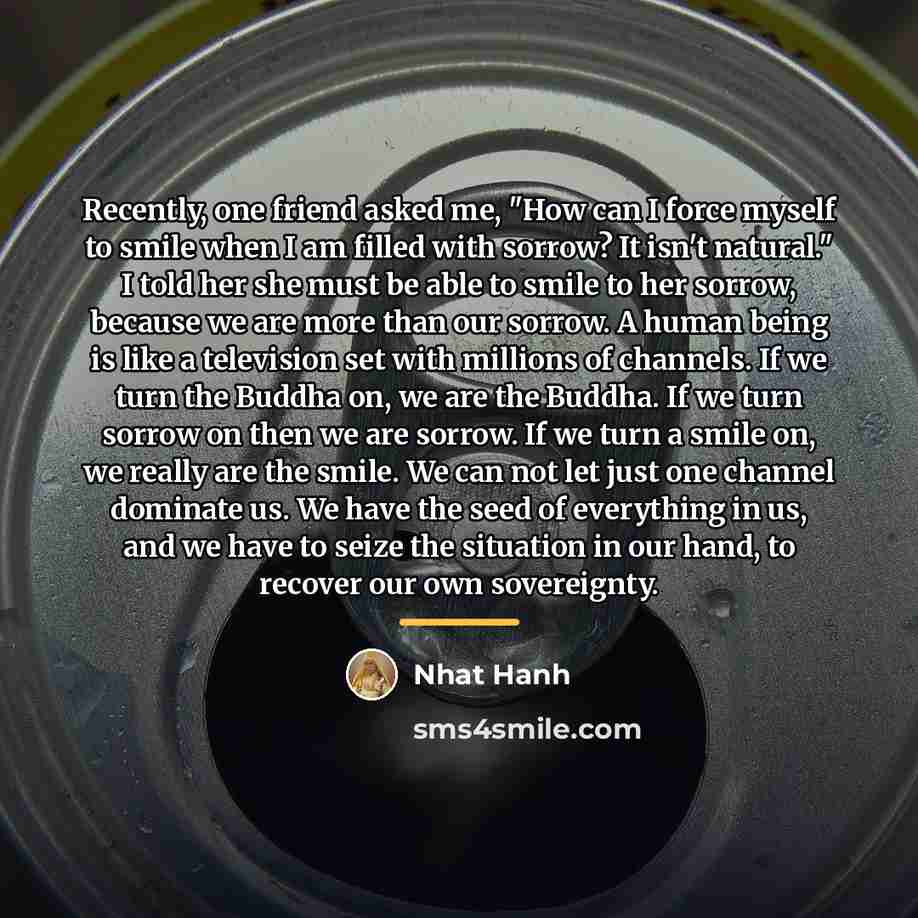 “Recently, one friend asked me, "How can I force myself…” quote by Nhat Hanh