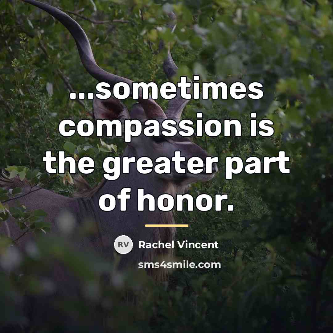 “...sometimes compassion is the greater part of honor.…” quote by Rachel Vincent