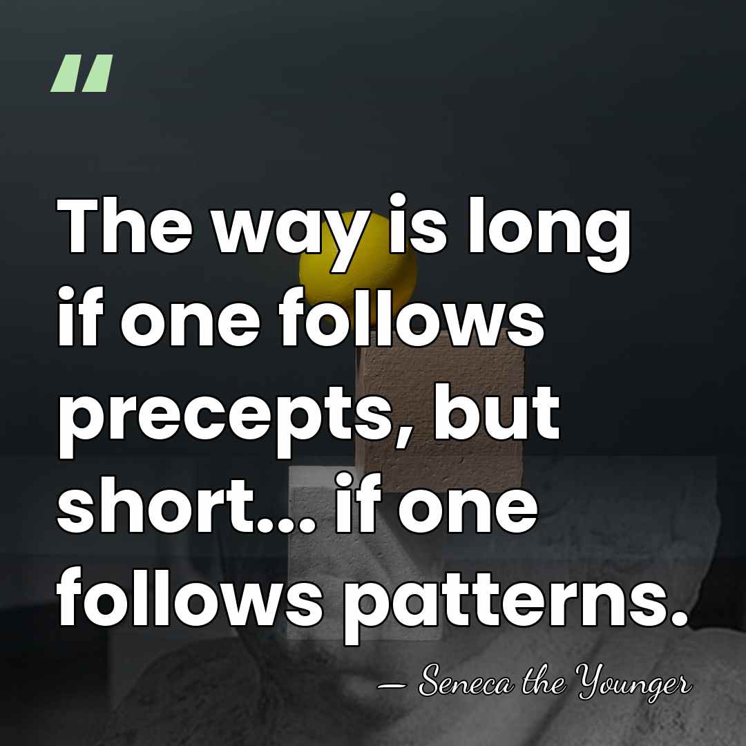 The way is long if one follows precepts, but short... if one&hellip; - Seneca the Younger