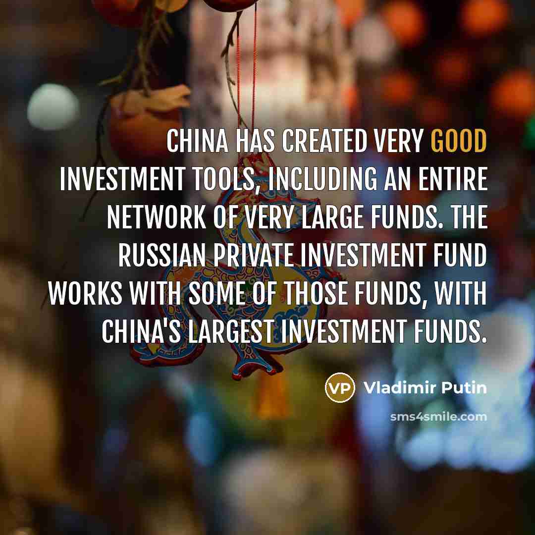 “China has created very good investment tools, including an entire…” quote by Vladimir Putin