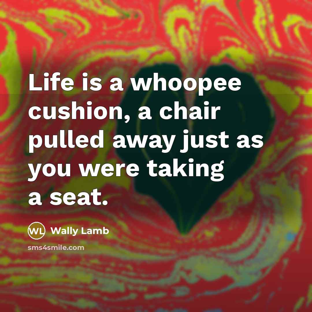 “Life is a whoopee cushion, a chair pulled away just…” quote by Wally Lamb