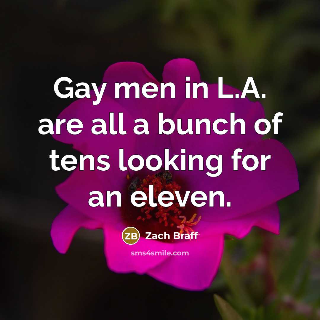 “Gay men in L.A. are all a bunch of tens…” quote by Zach Braff