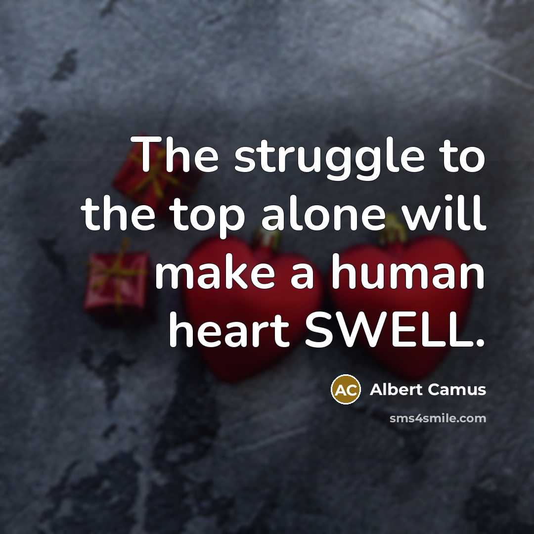 “The struggle to the top alone will make a human…” quote by Albert Camus