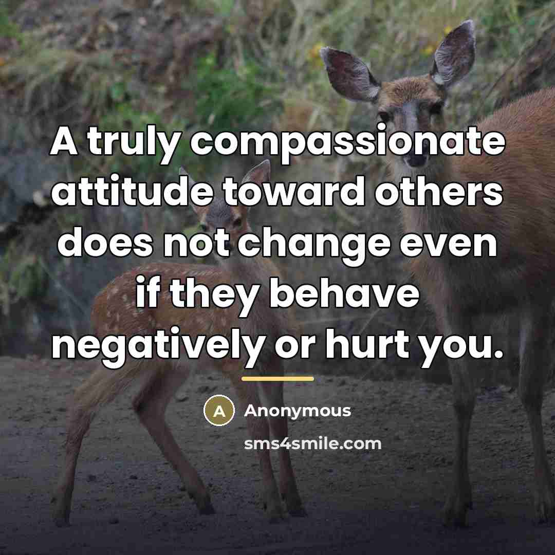 “A truly compassionate attitude toward others does not change even…” quote by Anonymous