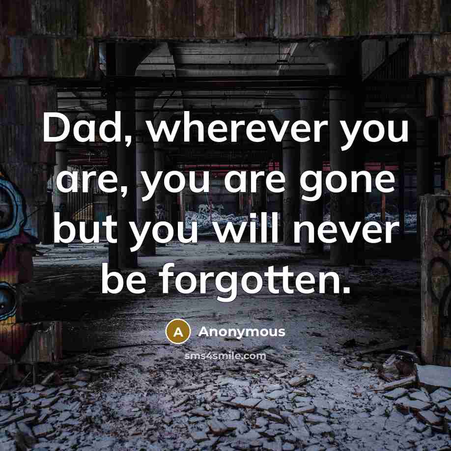 “Dad, wherever you are, you are gone but you will…” quote by Anonymous
